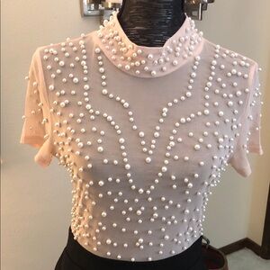 Nude Pearls with Black Maxi